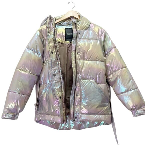 NEW Noize Bonita Holographic Puffer Jacket Size XS Metallic Tanzanite Ski Sporty - Picture 8 of 16